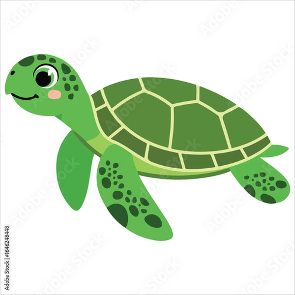 Fototapeta Funny sea turtle character vector graphic isolated