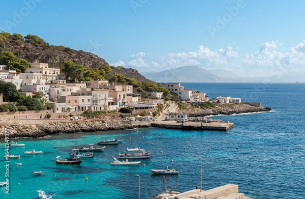 Fototapeta View of the Levanzo island, smallest of the Aegadian Islands in the Mediterranean Sea in Sicily, province of Trapany, Italy