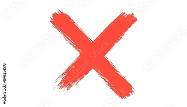 Fototapeta Red X mark with brush strokes