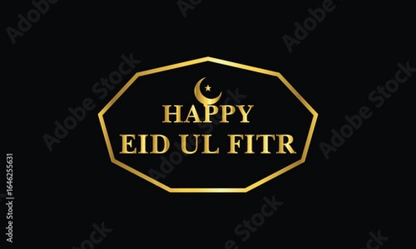 Obraz Happy eid ul fitr gold calligraphy on black background
