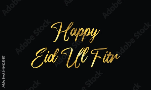 Obraz Happy eid ul fitr gold calligraphy on black background