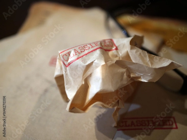 Obraz Close up of classified document papers
