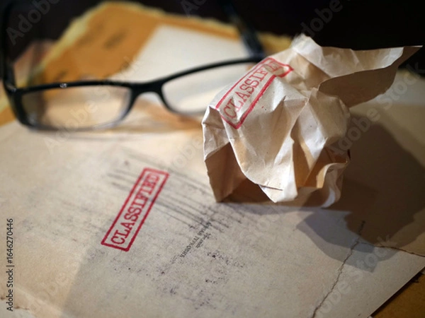 Obraz Close up of classified document papers