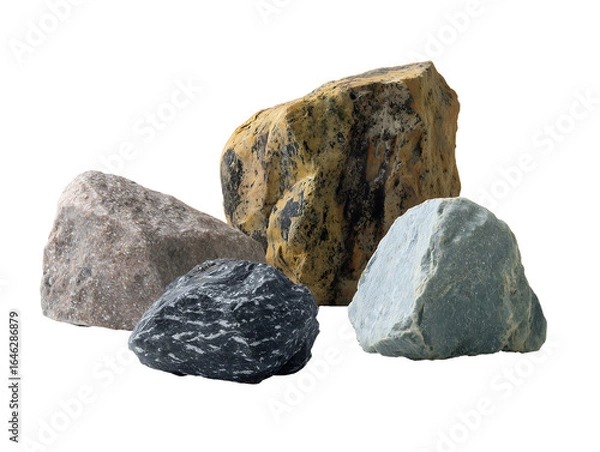 Fototapeta High-Resolution Images of Four Different Types Rocks on Black Background,mineral,nature