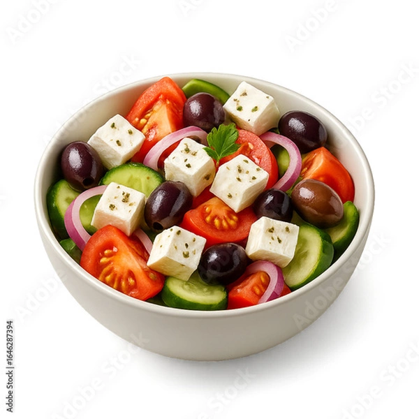 Obraz greek salad on white background