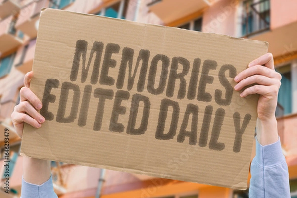 Fototapeta Memories edited daily.  A weathered protest placard questions enforced sentiment revision. TRUTH. ARCHIVE. FREEWILL. HISTORY. RESISTANCE. AUTHENTICITY. MEMORYHOLE