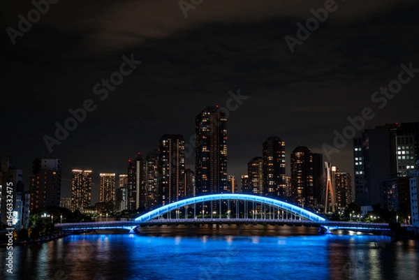 Fototapeta [東京都]隅田川大橋から見た永代橋・月島の夜景