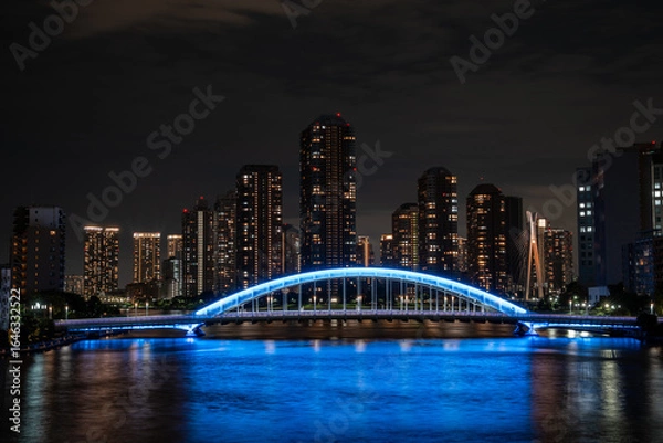 Fototapeta [東京都]隅田川大橋から見た永代橋・月島の夜景