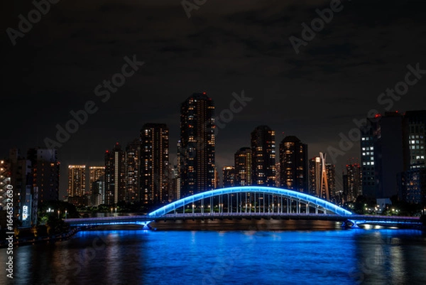 Fototapeta [東京都]隅田川大橋から見た永代橋・月島の夜景