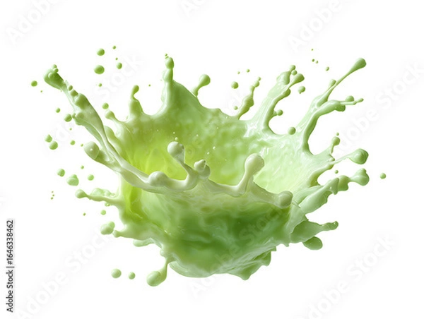 Fototapeta Dynamic Light Green Liquid Splash, Isolated on Black Background