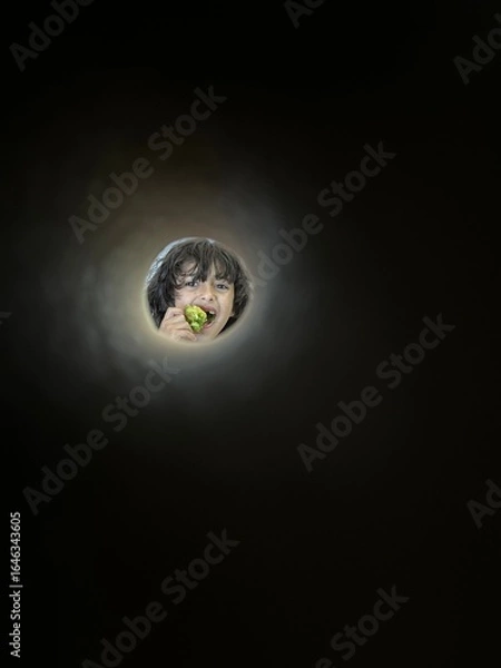 Fototapeta menino comendo brócolis