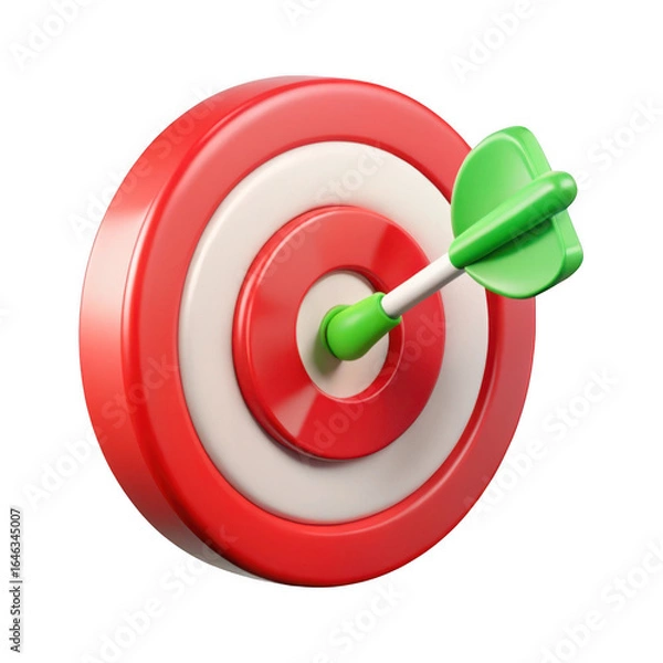 Fototapeta 3d target with arrow hit isolated on transparent background