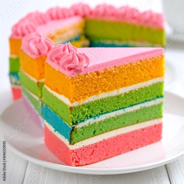 Fototapeta Colorful layered cake slice