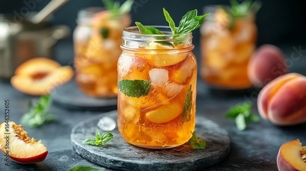 Fototapeta Refreshing Peach Iced Tea Recipe