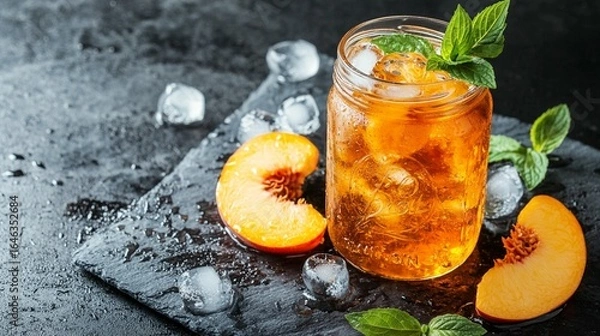 Fototapeta Refreshing Peach Iced Tea Recipe