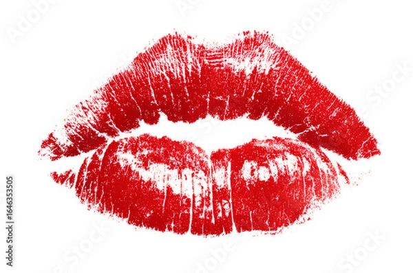 Obraz  Red lipstick kiss mark vector on a white background.e 