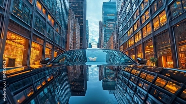 Fototapeta Cityscape Reflections: Night Drive