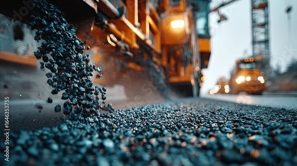 Fototapeta Asphalt paving road construction.