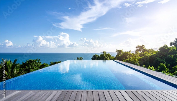 Fototapeta Infinity pool on a hot summer day