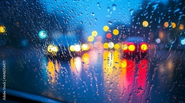 Fototapeta Rainy Night City Lights