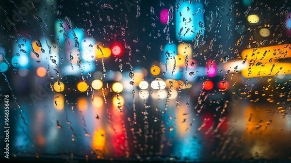 Fototapeta Rainy Night City Lights