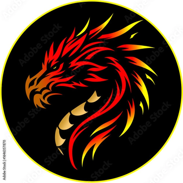 Obraz Red Dragon in Circle illustration