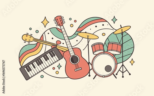 Obraz Whimsical indie music poster showing 
