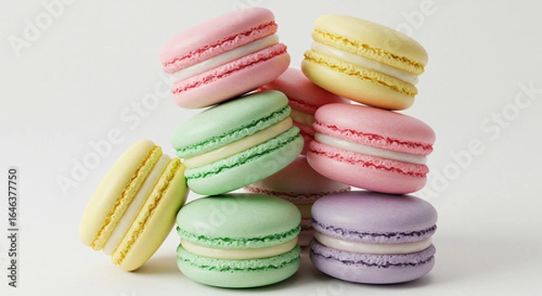 Fototapeta colorful macaroons isolated on white