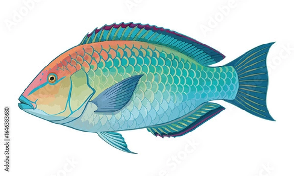 Obraz Twin spot parrotfish gradient vector on white background.01