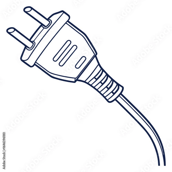 Obraz Line art electric plug icon on white background isolated vector
