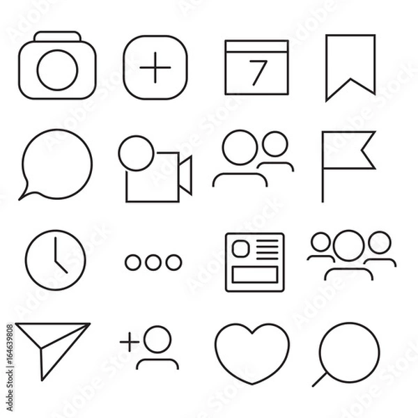 Fototapeta Set of Internet icons. Line, outline style. Vector image illustration.