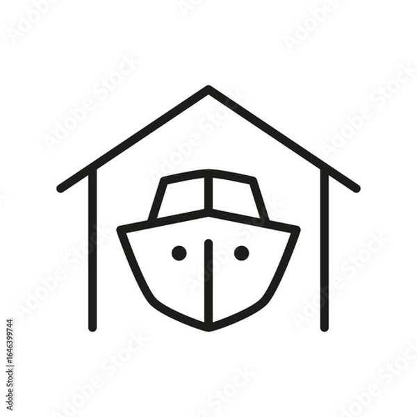 Fototapeta Ship icon, front view. Boat in a garage symbol. Vector isolated illustration