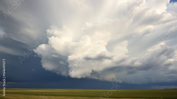 Obraz Dramatic storm clouds over Saskatchewan prairie, capturing powerful weather formations with natural light.