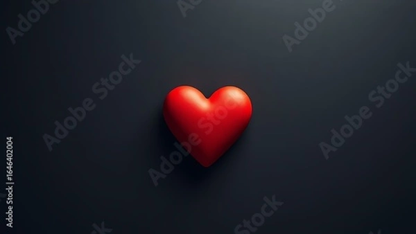 Obraz Minimalist red heart on dark textured background with directional lighting