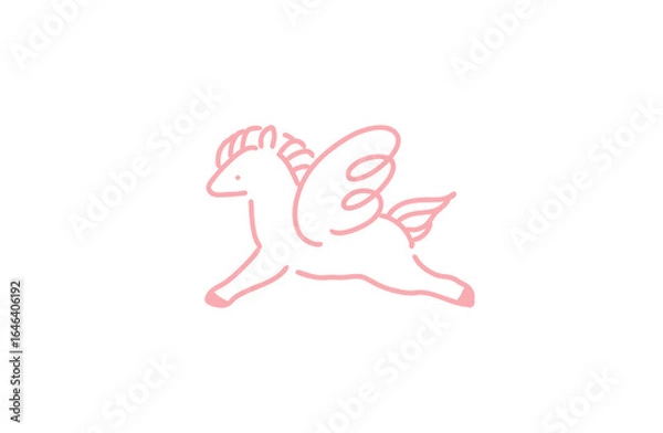 Obraz 翼のある馬 ペガサス  ピンク