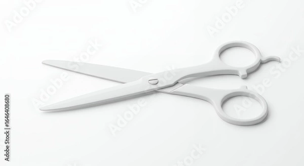 Obraz White scissors overhead view