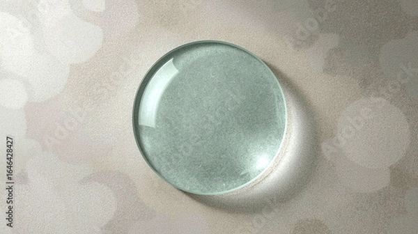 Obraz 
Floating Transparent Glass Circle – Smooth Bevel Design on Raw Concrete Wall with Subtle Shadows and Soft Reflections in Ultra-Sharp 8K Lucid Realism