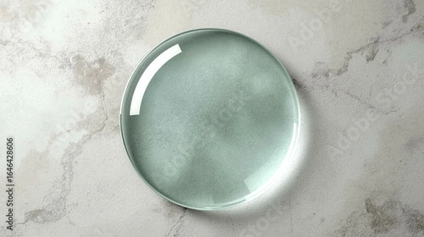 Obraz Glass Disc with Beveled Edges on Concrete Background – Ultra-Detailed Transparent Object with Realistic Refraction and Industrial Texture in 8K Lucid Realism Style