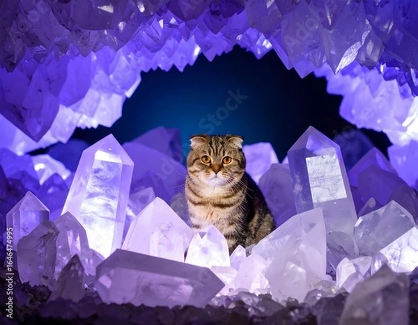 Obraz cat and purple crystal
