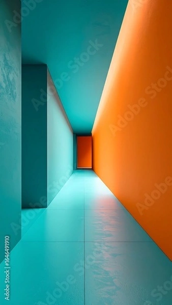 Fototapeta empty room with colorful windows