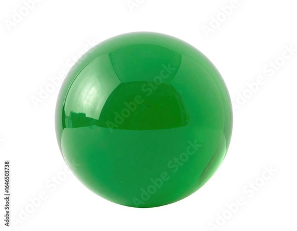 Fototapeta Shiny green glass sphere with a smooth polished surface and reflective highlights.