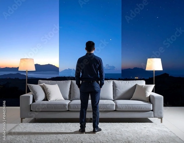 Obraz man relaxing on sofa