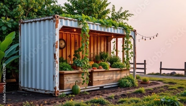 Obraz Repurposed Shipping Container Garden Scenic Overlook Outdoor Structure Nature Setting Creative