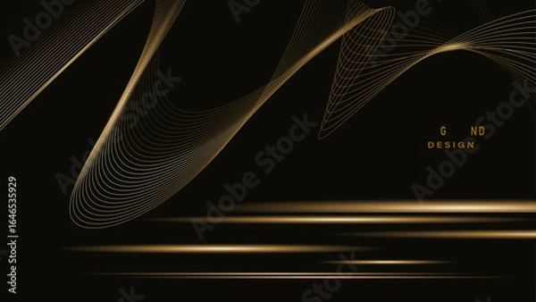 Obraz Gradient black background with golden textures