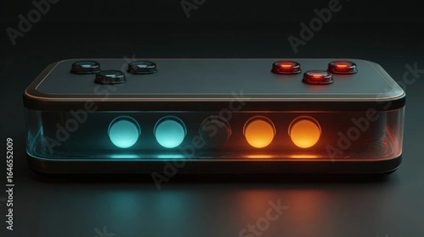 Fototapeta Illuminated panel with buttons and futuristic design
