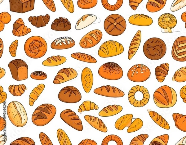 Fototapeta Bakery goods pattern on white background