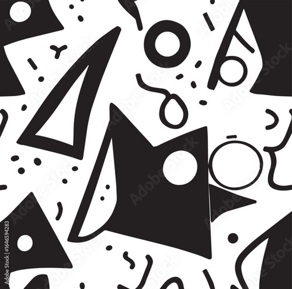 Obraz Seamless black and white geometric pattern