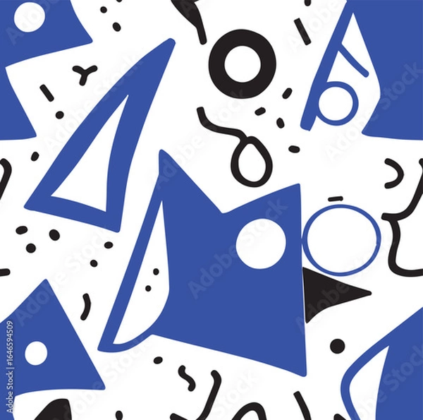 Fototapeta Seamless black and white geometric pattern