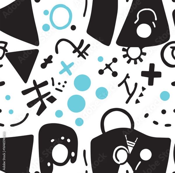 Obraz Seamless black and white geometric pattern