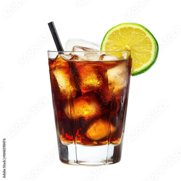 Obraz  Cuba Libre - Cocktail with Cola and Ice [Transparent Background PNG]